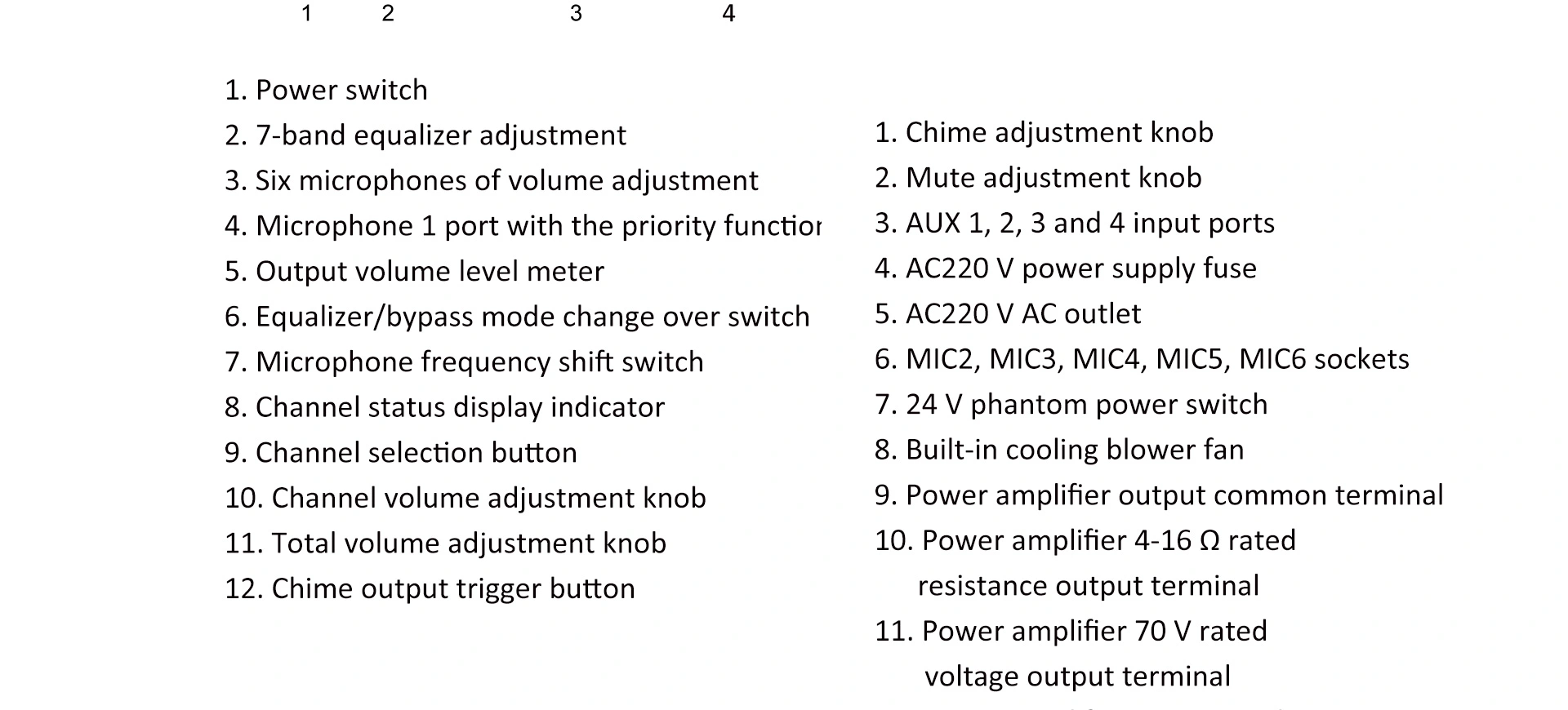 Bộ khuếch đại Bộ trộn hội nghị với đầu vào 6 mic và điều khiển EQ (350W)