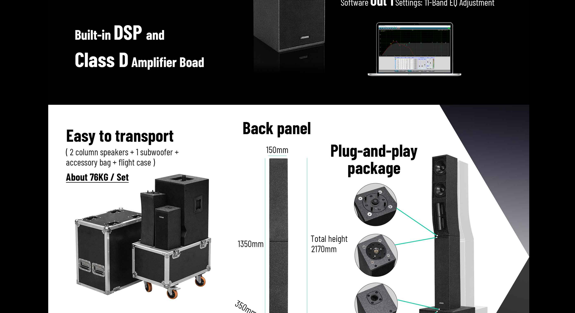 Hệ thống loa mảng Dòng hoạt động chuyên nghiệp 3200W