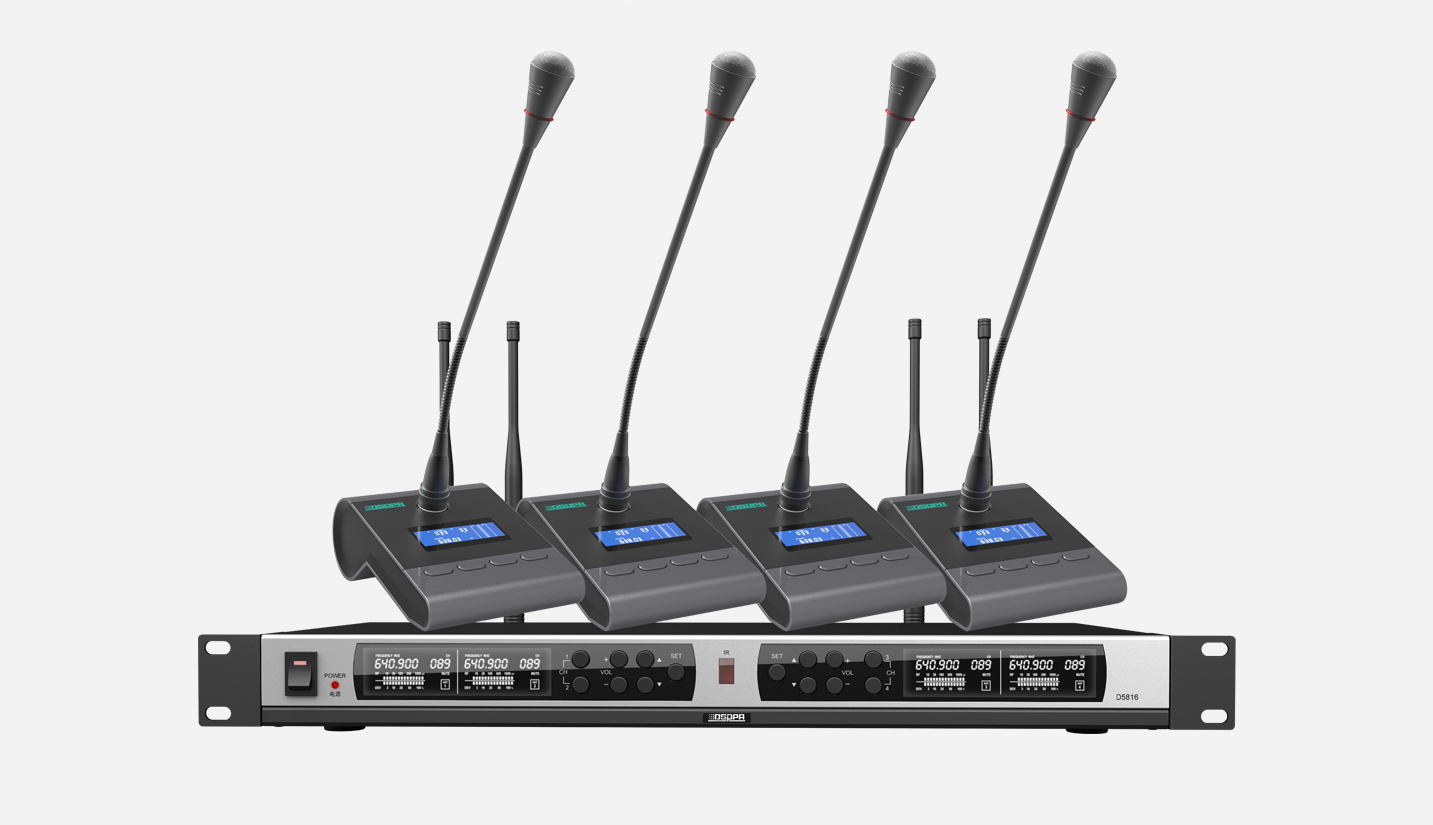 True Diversity UHF Wireless Microphone System (4 rechargable desktop mic) - 翻译中...